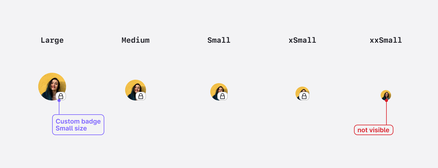 Badge with icon - Sizes