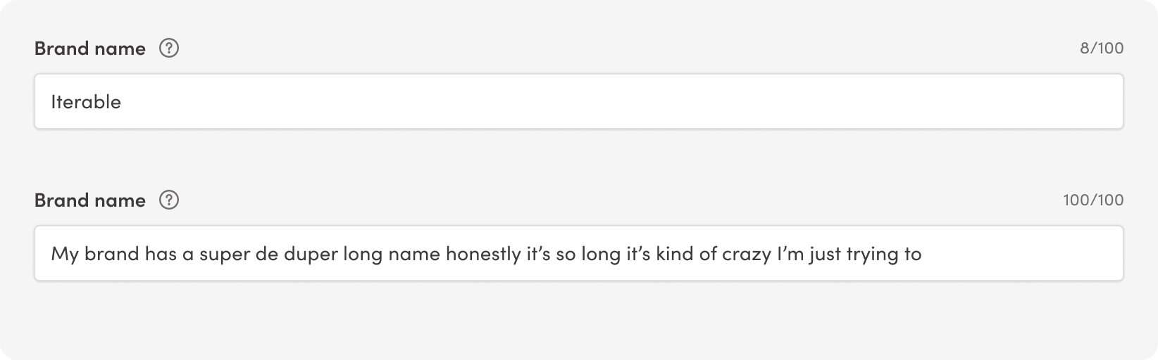 Character count - max 