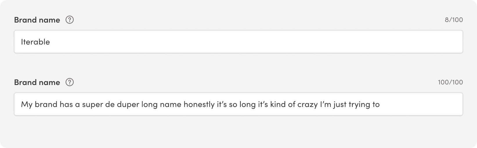 Character count - max 