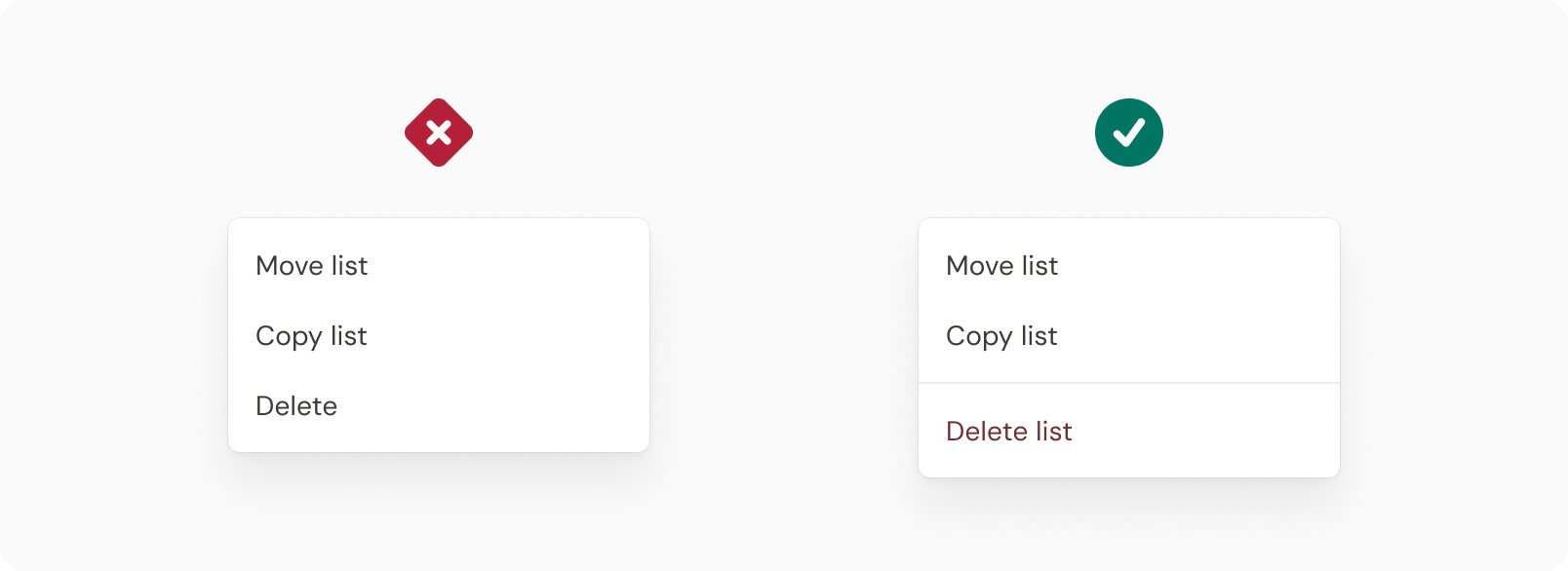 Use destructive for delete/archive