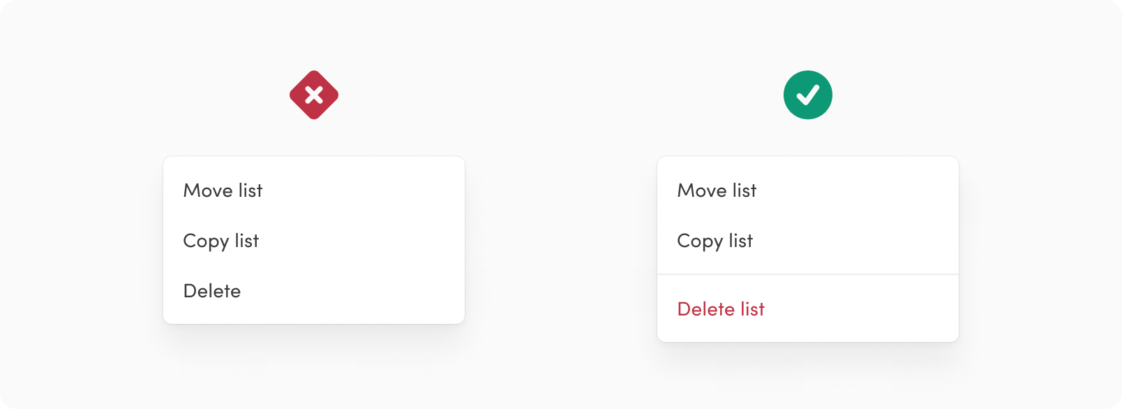 Use destructive for delete/archive