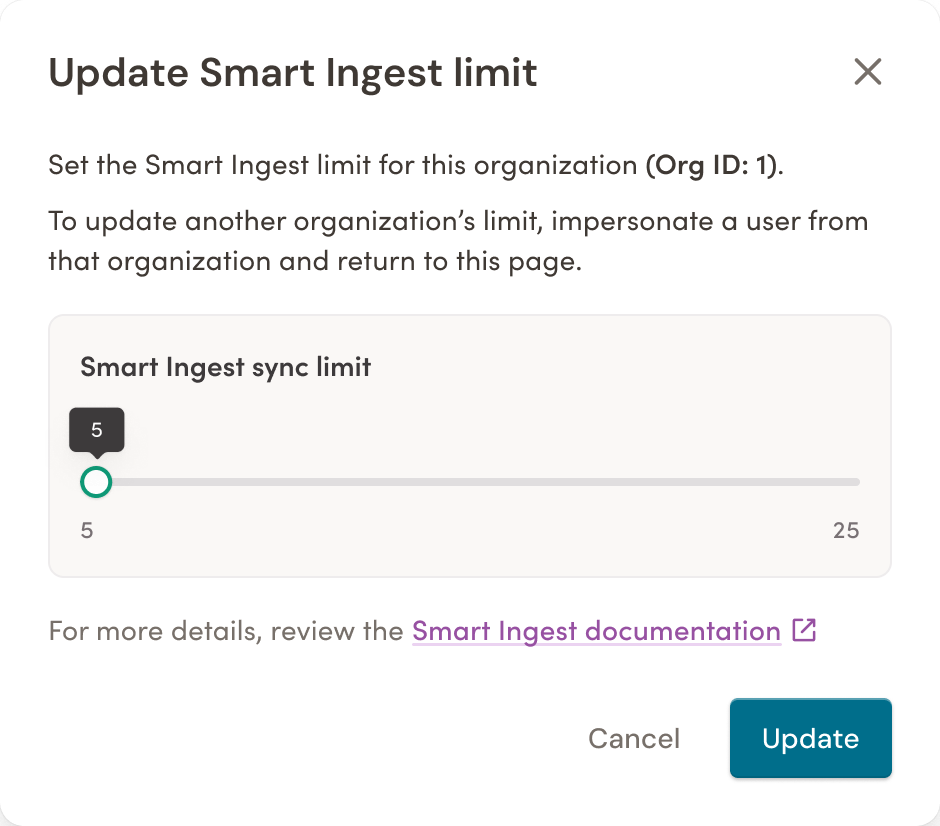 Smart ingest sync limit