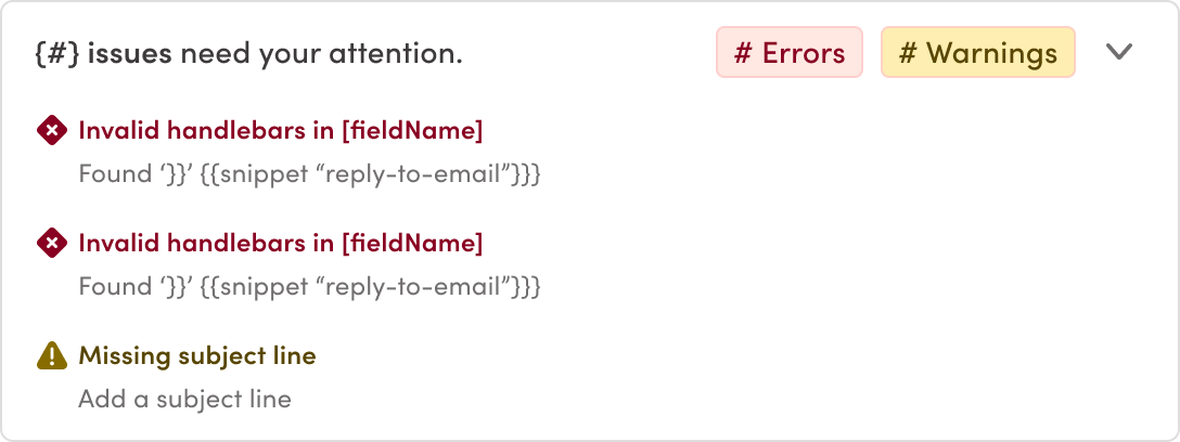 Error accordion, expanded