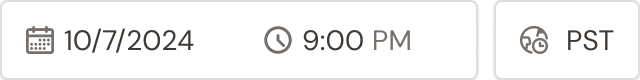 Type=Date/Time/Tz (split), Style=Input, Status=Filled