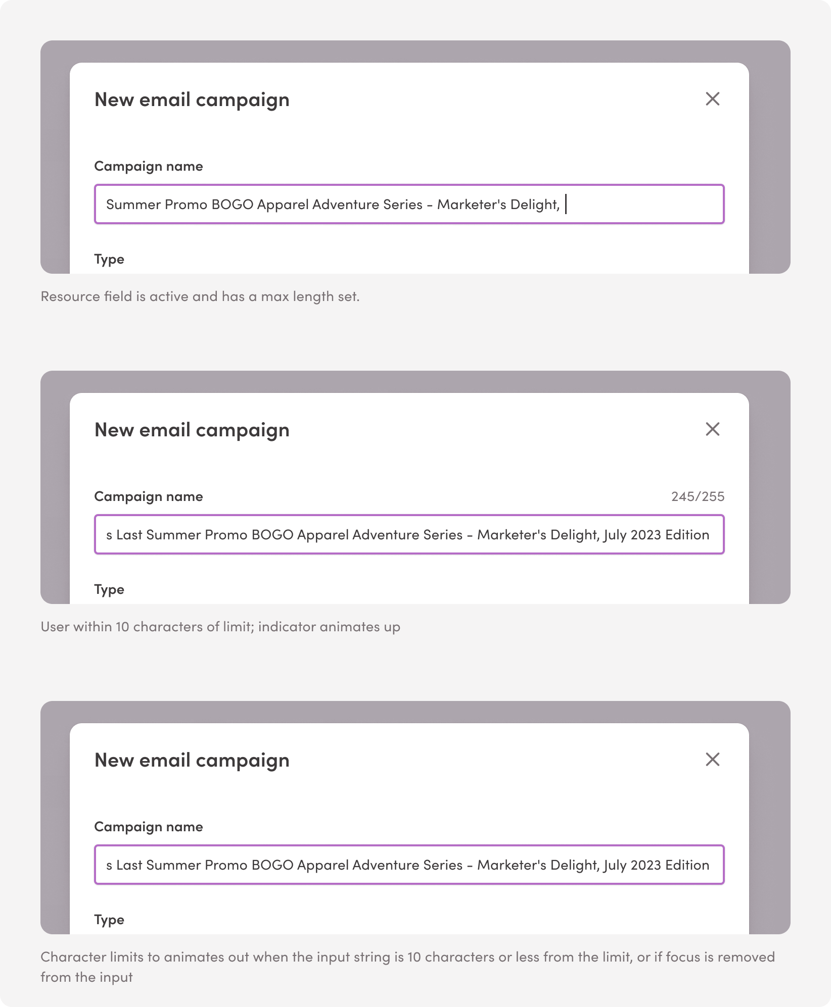 Example - Temporary character count