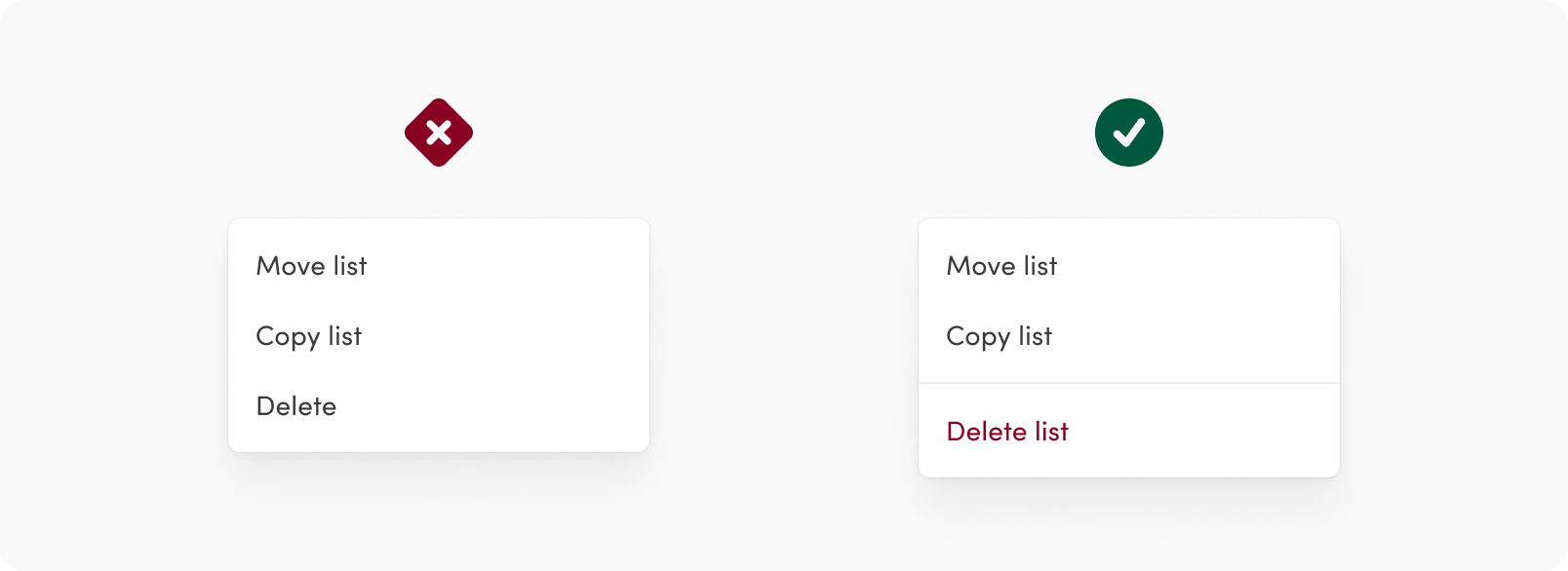 Use destructive for delete/archive