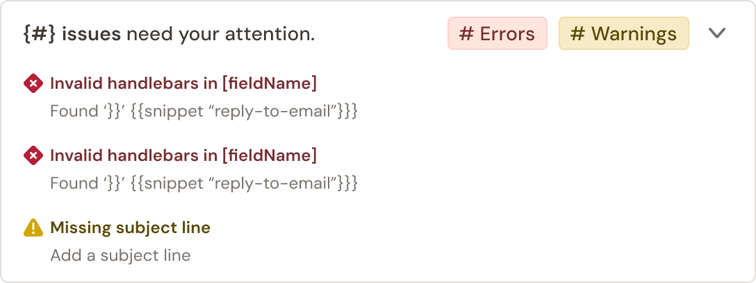 Error accordion, expanded