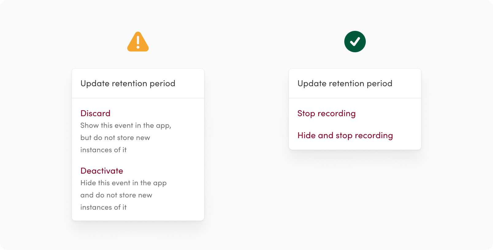 Avoid using descriptions if possible