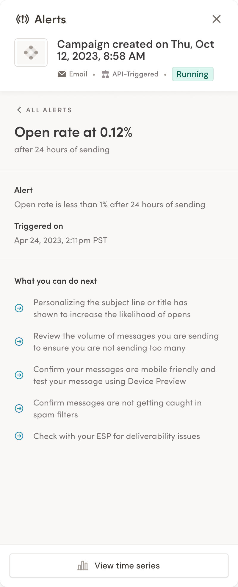 Campaign alerts - individual alert