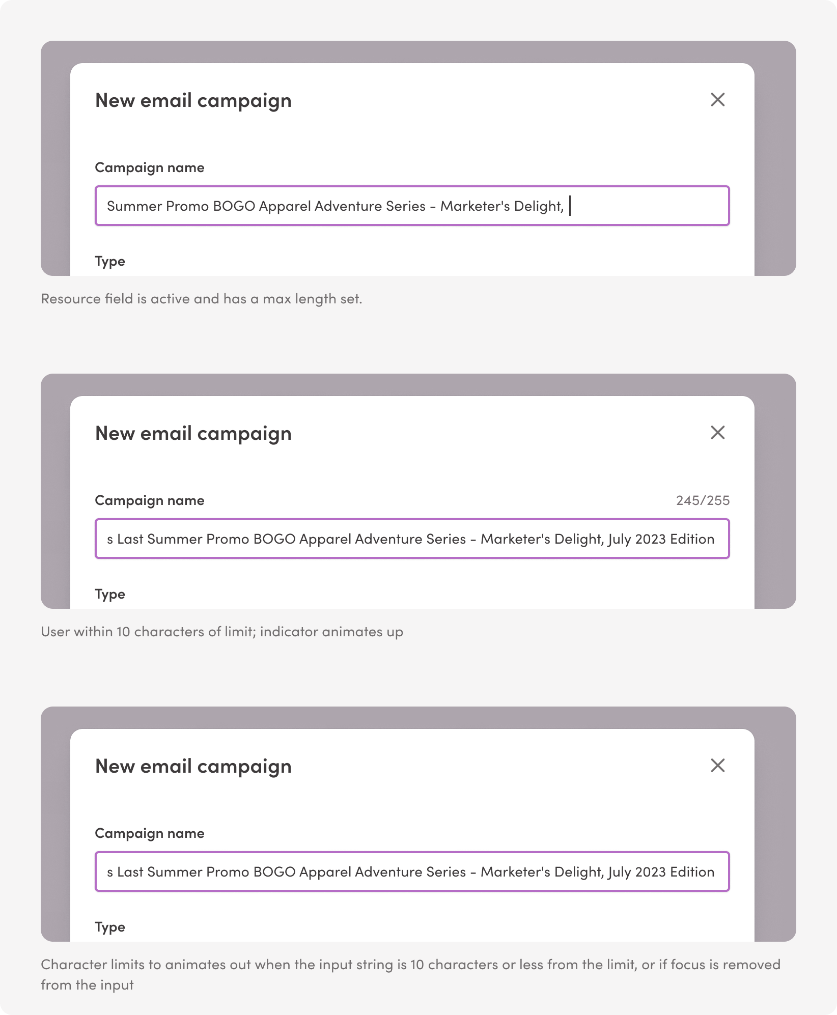Example - Temporary character count