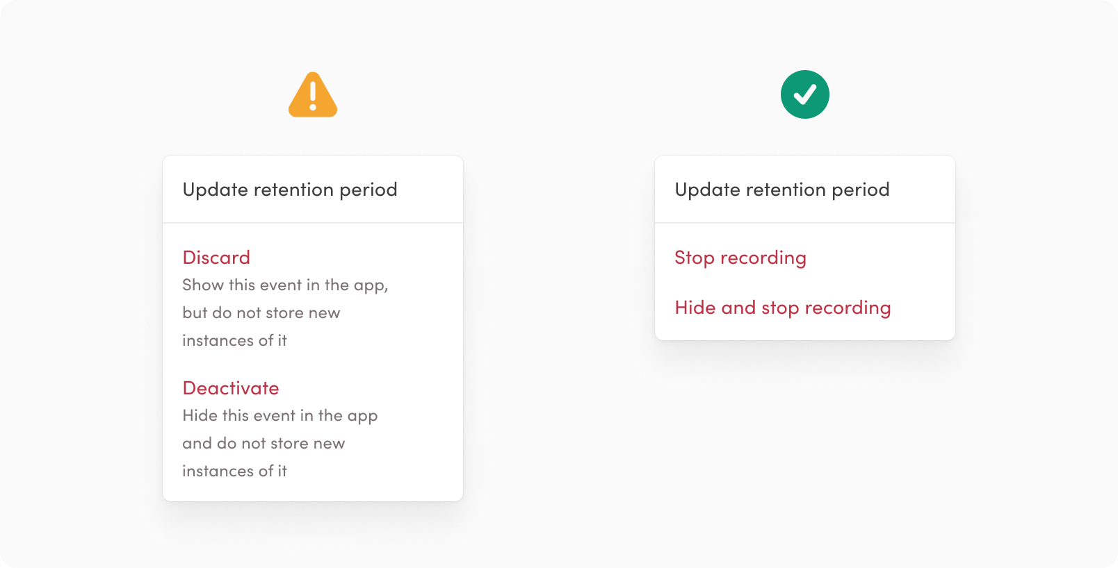 Avoid using descriptions if possible