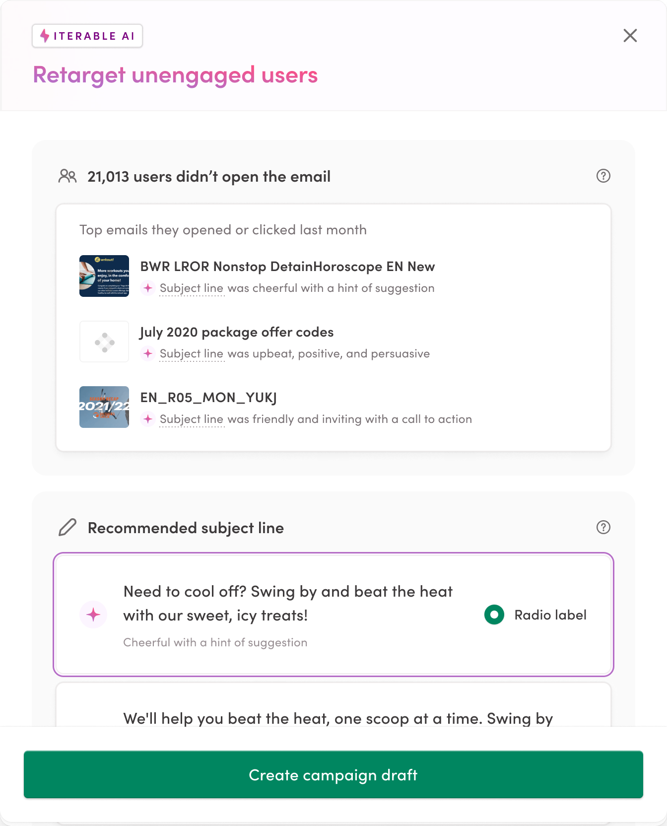 Next Best Action campaign creation