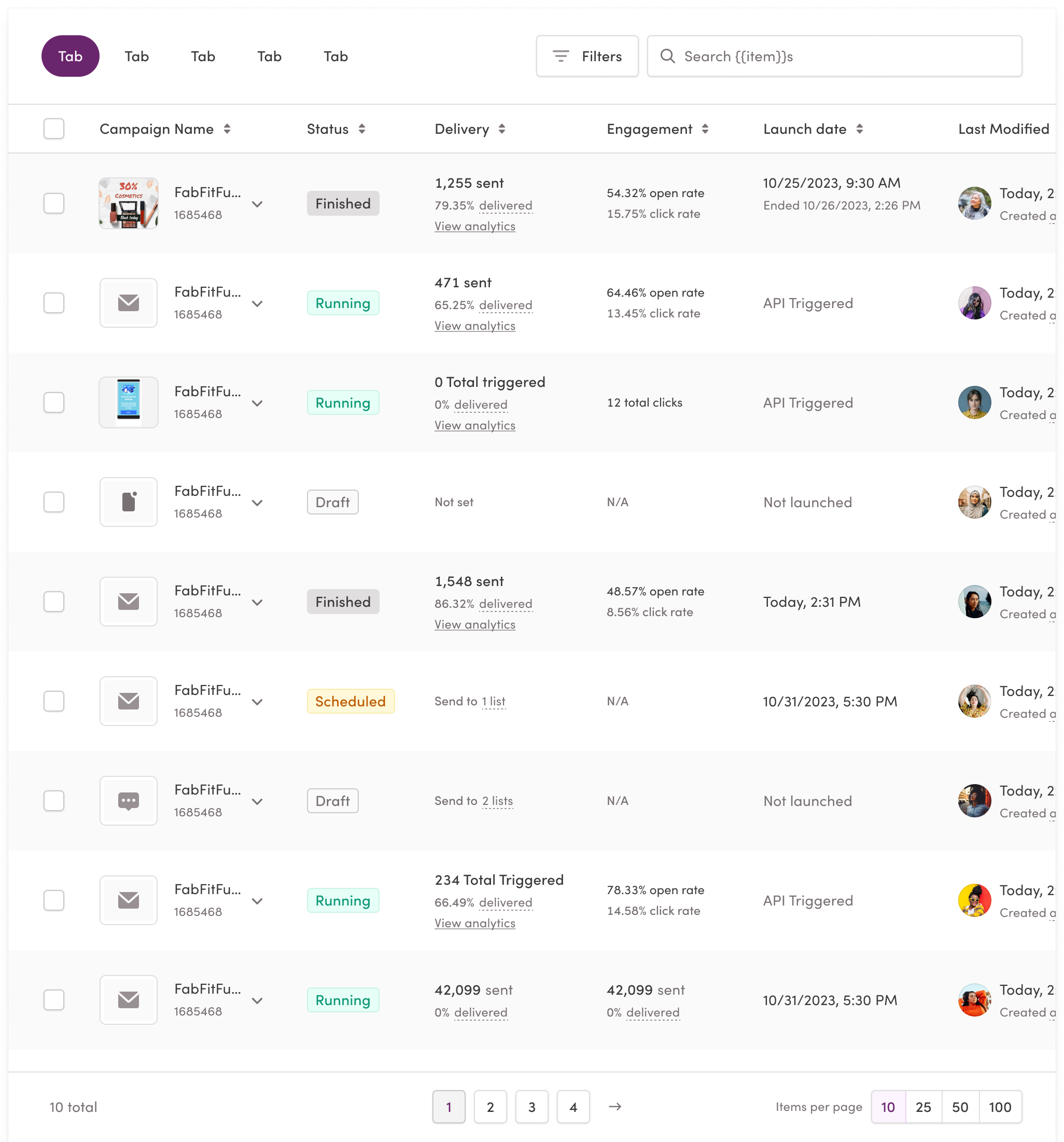 Pagination example index