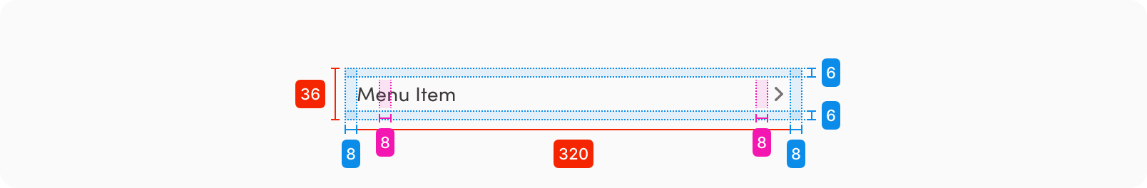 Action Menu item design
