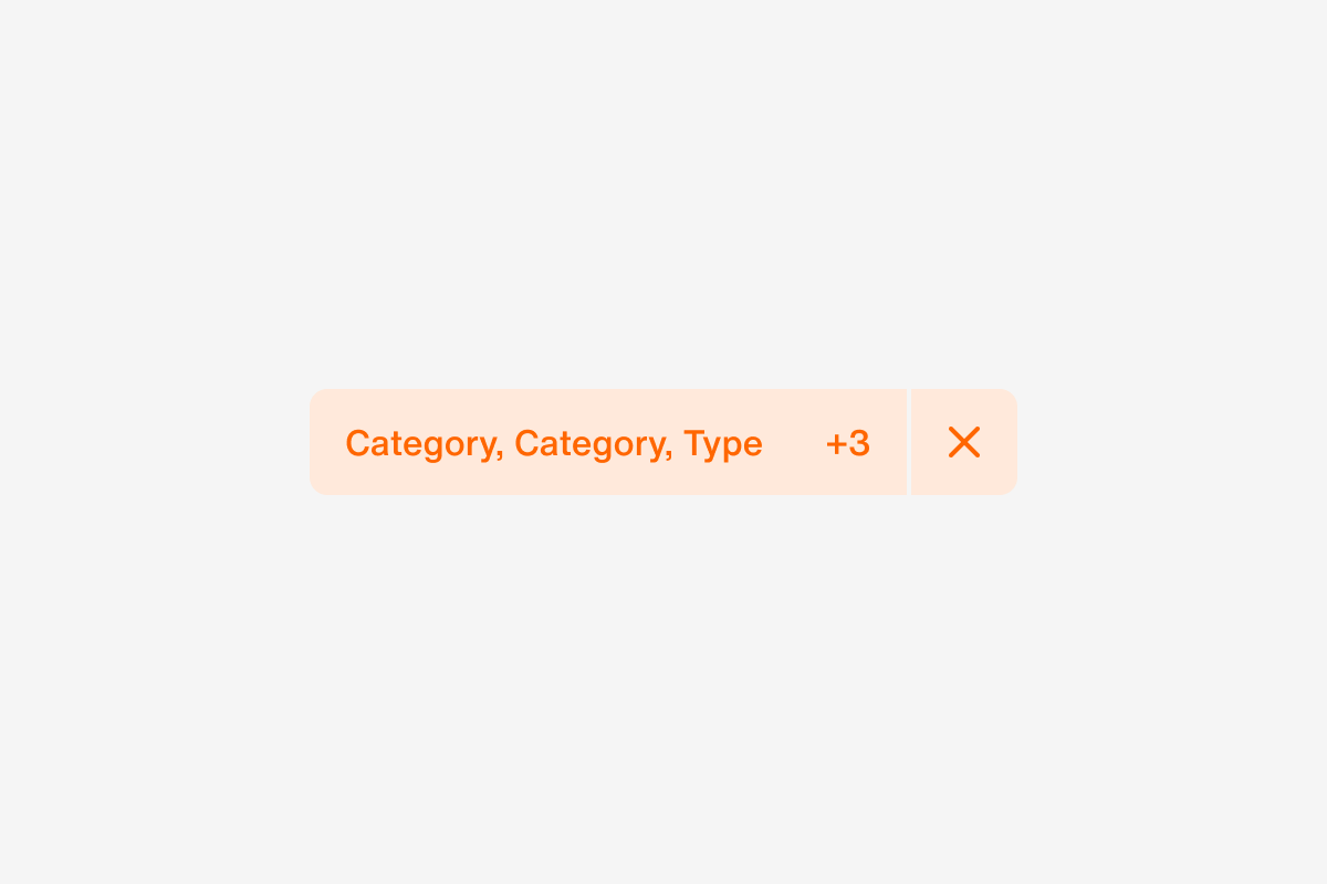 filterSelected [desktop] has three categories selected that don't extend the width of the component, and additional categories shown in the counter