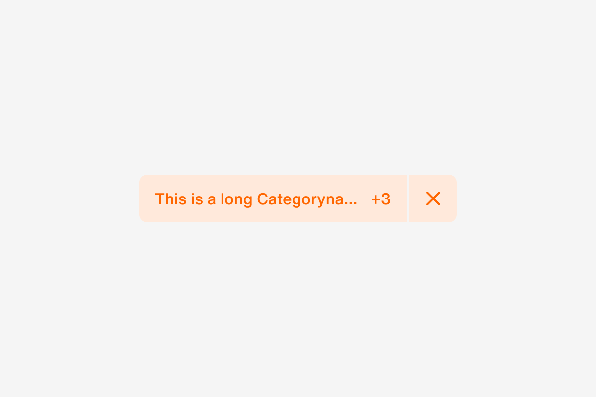 filterSelected [desktop] has more than category selected that does extend the width of the component. If none of the category names fit the width of the component, or it is sorted alphabetically, the name of the category will be truncated