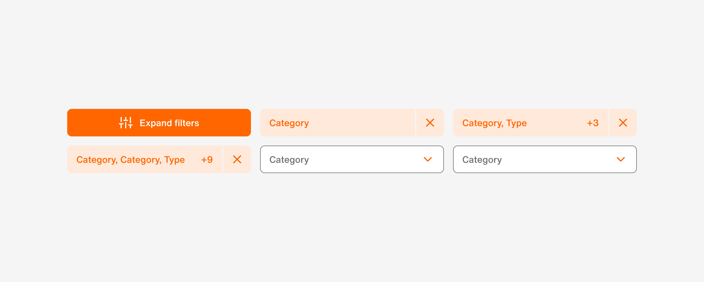 filter group, collapsed - shows most important/used filters