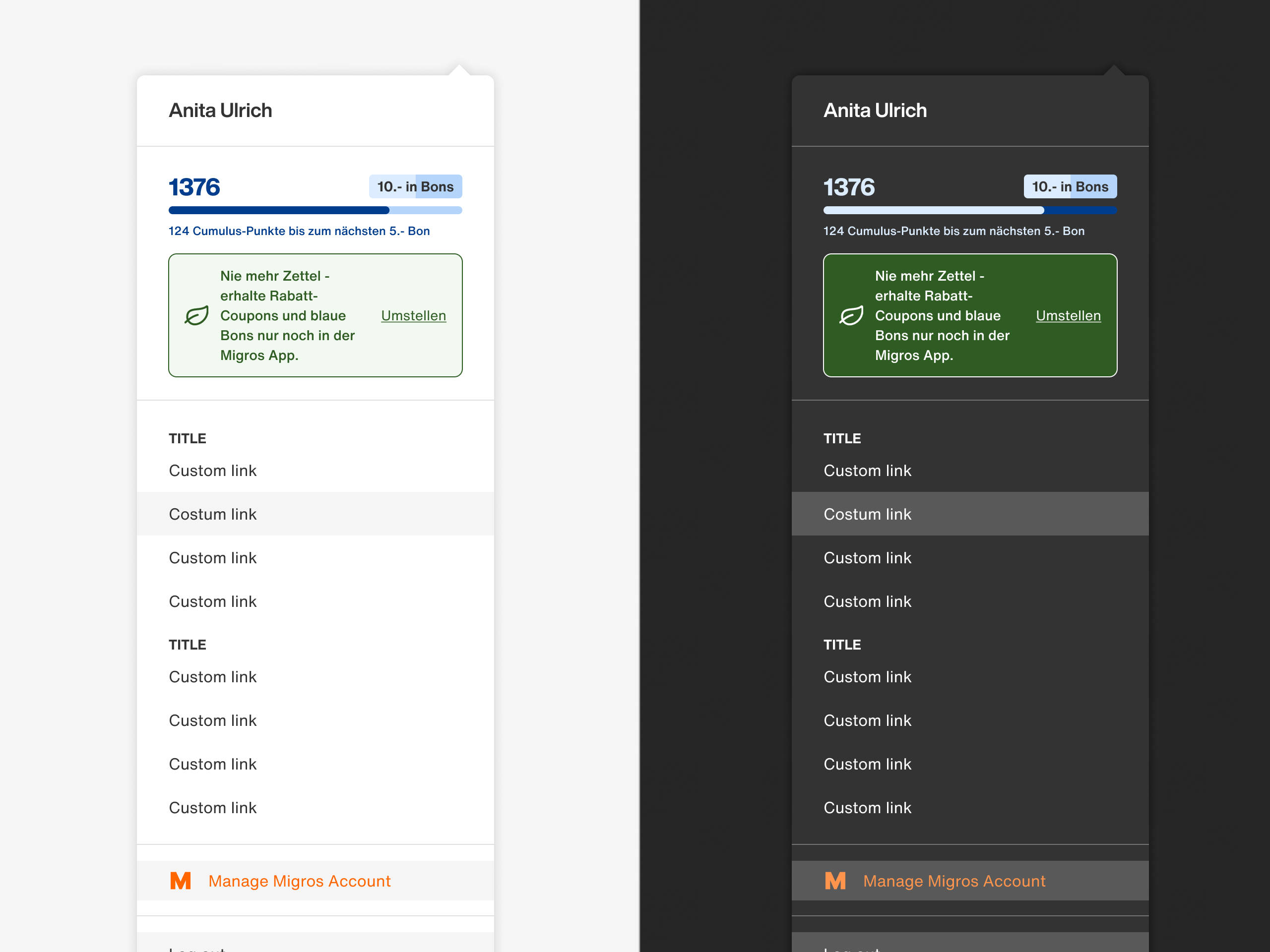 login/flyout/hover
