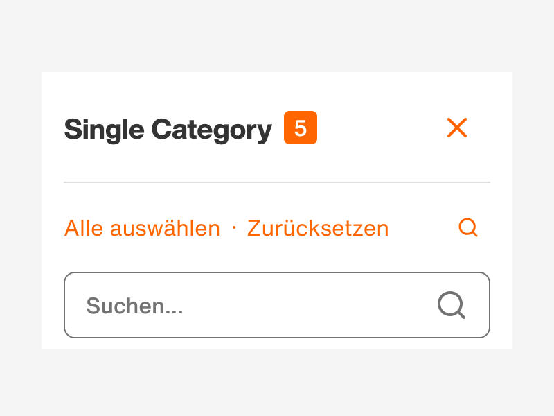 filter header with expanded search