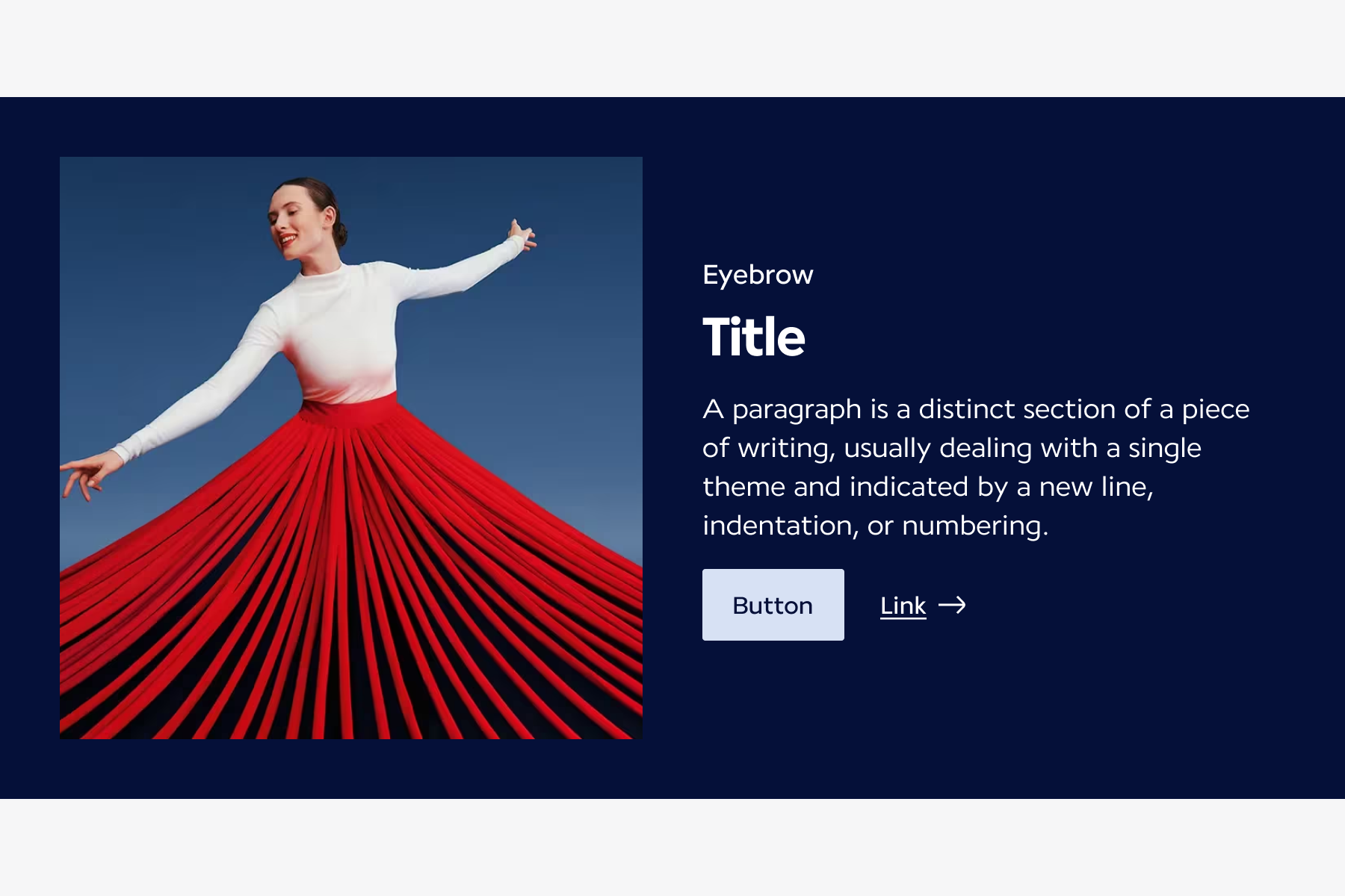 The media and text sit in separate areas with a clear boundary between them.
                                                                                                                                                                                                                                                                                                                                                                     Choose overlap when you want a more integrated layout. Choose non-overlap when you want a cleaner, more structured split.
