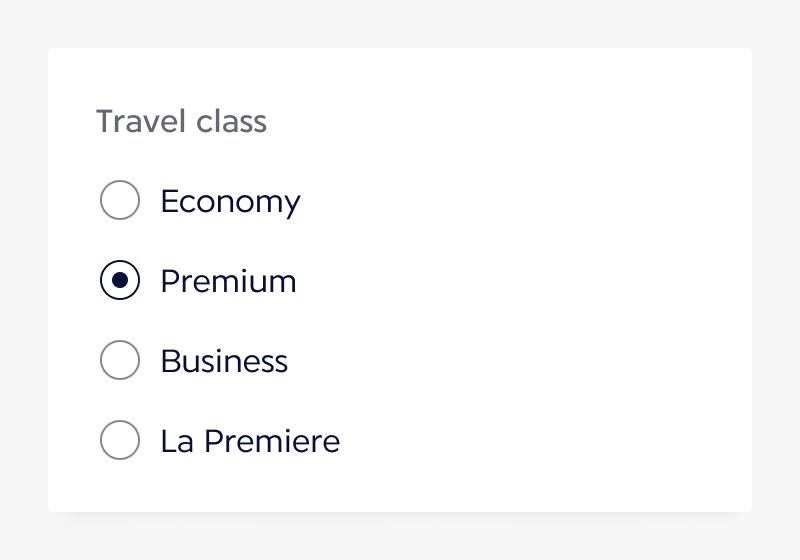 Checkbox group for selecting multiple seat preferences.