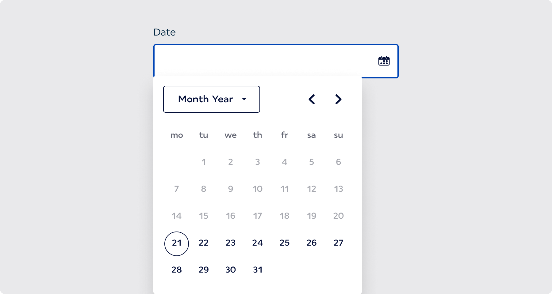 Single Month Datepicker