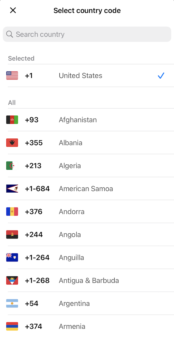 Phone Input Country Selector