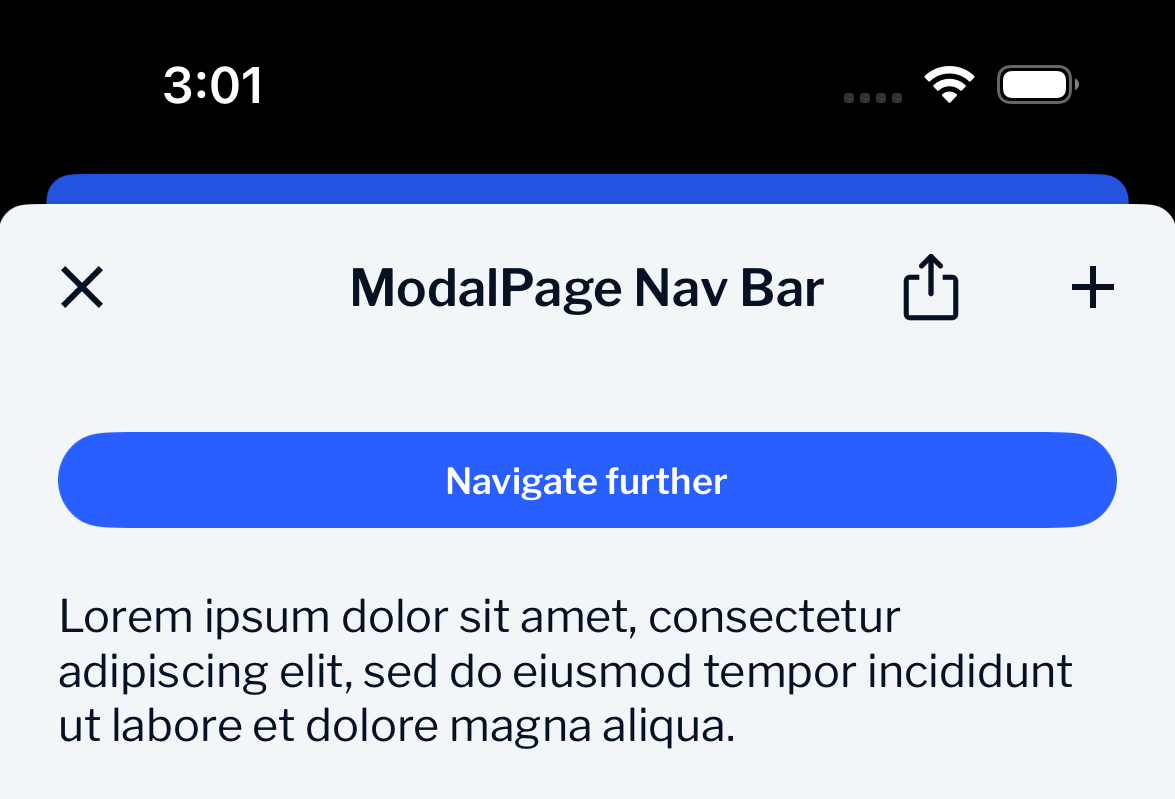 Modal Page Nav Bar