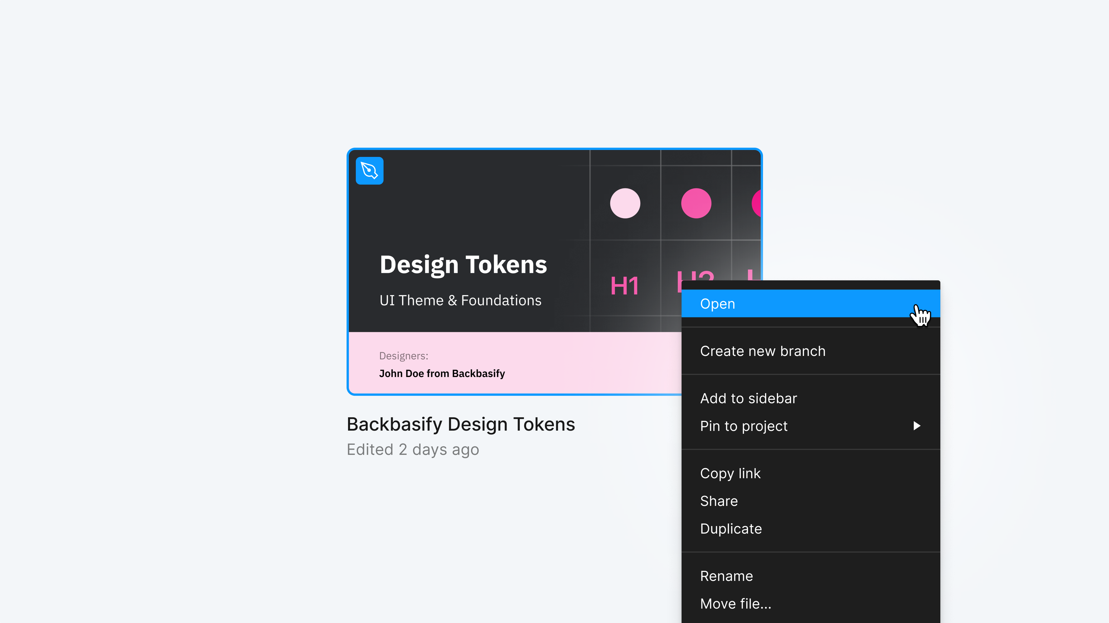 Open old Design Tokens file