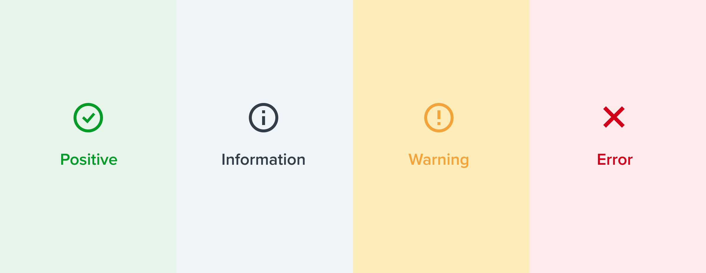 Color tokens used from left to right: color-promo-400 / color-brand-400 / color-accentamber-400 / color-invalid