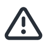 Triangular, outlined icon with an exclamation mark inside