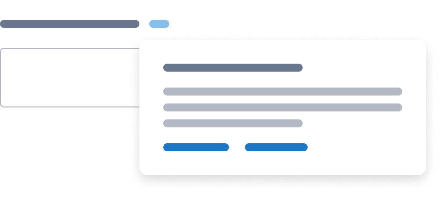 Form input with two lines above it portraying a label and an icon that upon hover shows a popover.