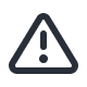 Triangular, outlined icon with an exclamation mark inside