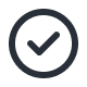 Outlined circle icon with a checkmark inside