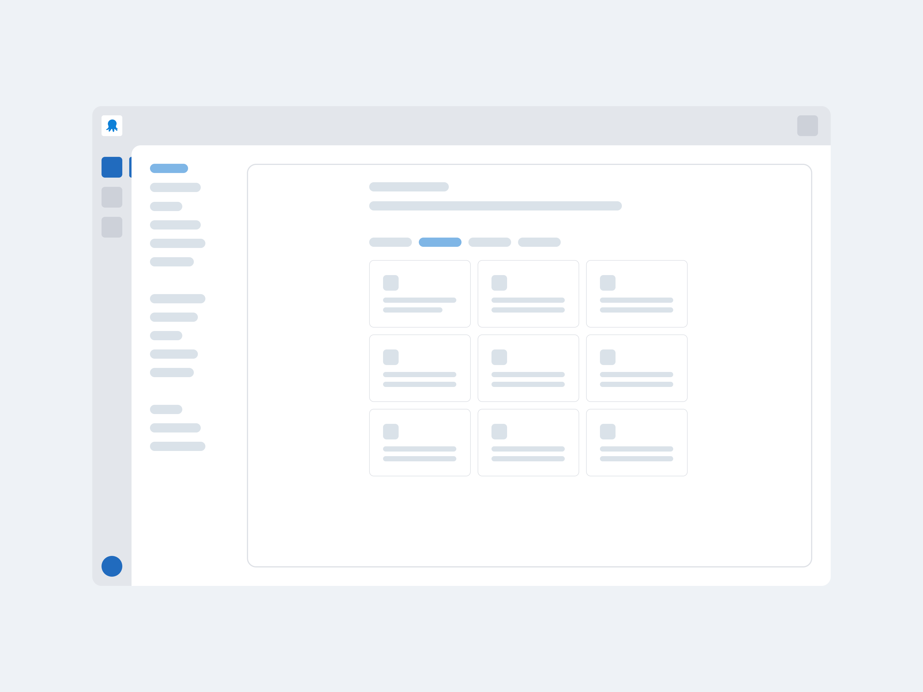 Artwork for a page containing tabs and a grid of images and text