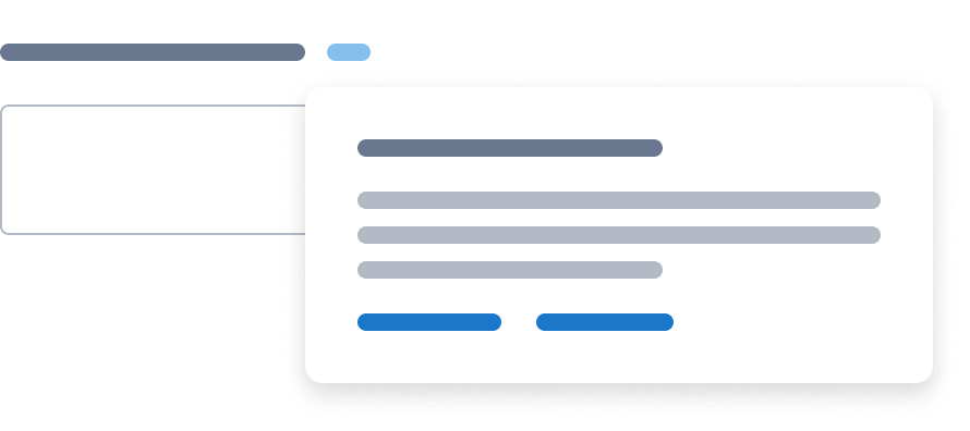 Form input with two lines above it portraying a label and an icon that upon hover shows a popover.