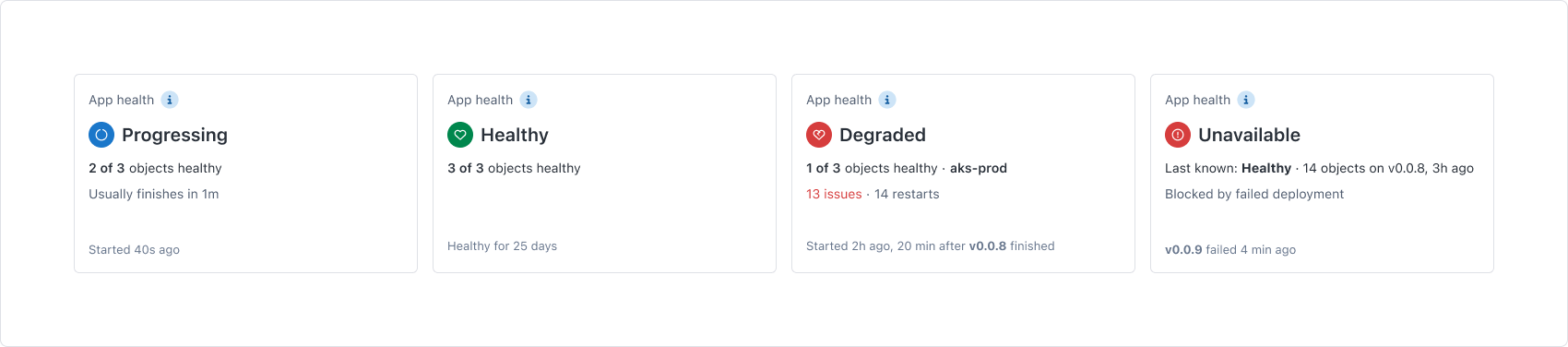 live status - more content - app health