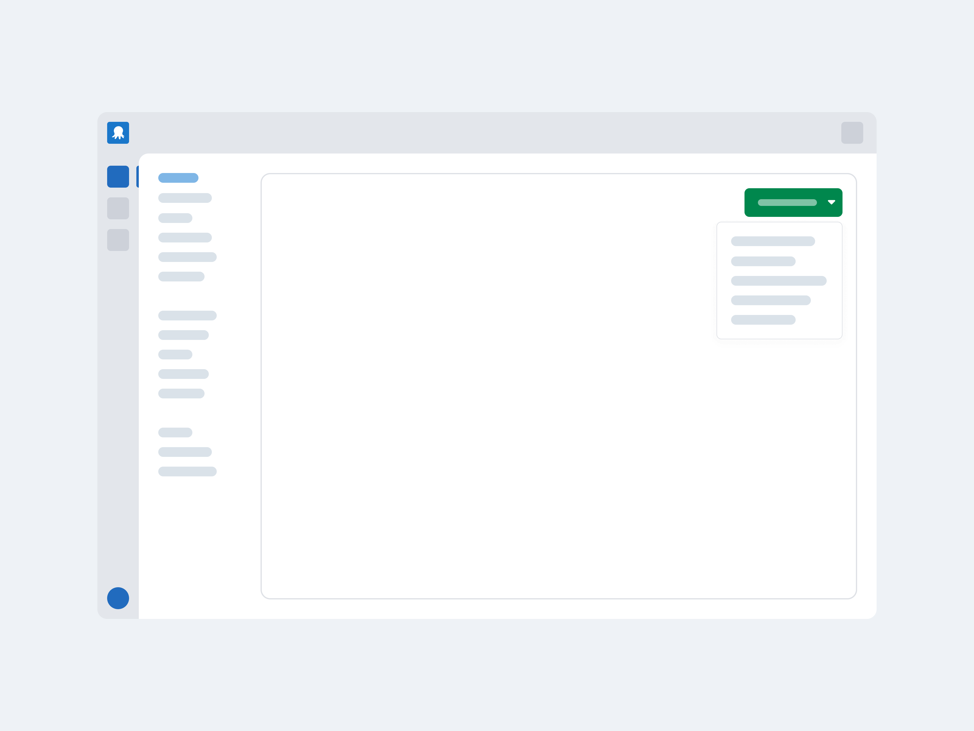 Artwork for an interface with a dropdown containing a few items