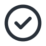 Outlined circle icon with a checkmark inside