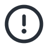 Outlined circle icon with an exclamation inside