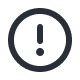 Outlined circle icon with an exclamation inside