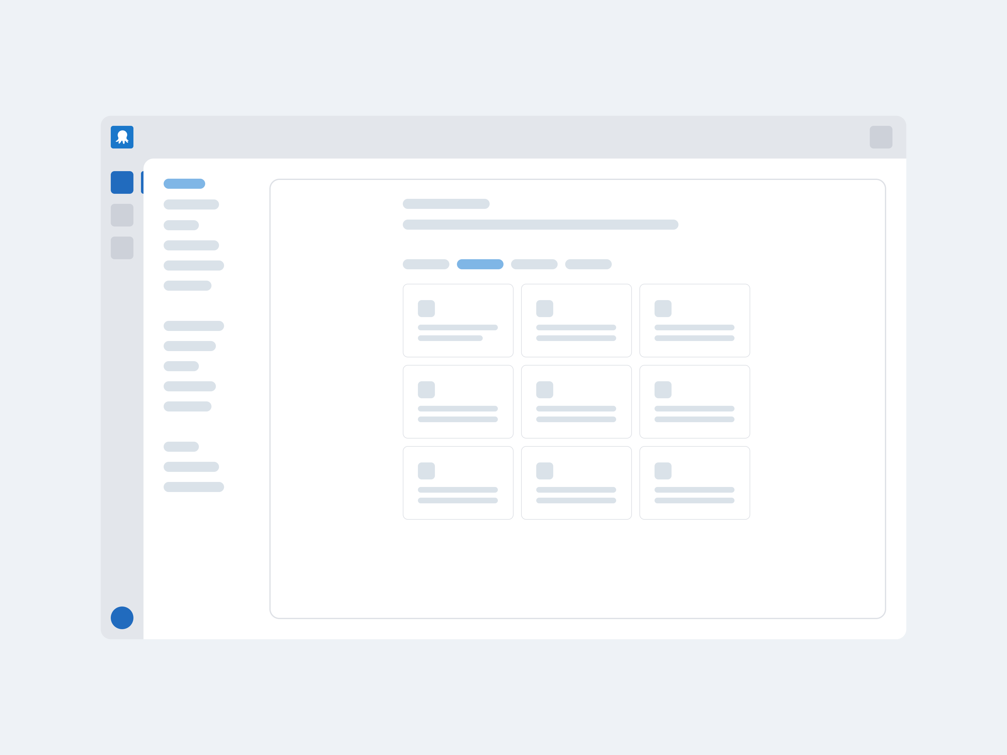Artwork for a page containing tabs and a grid of images and text