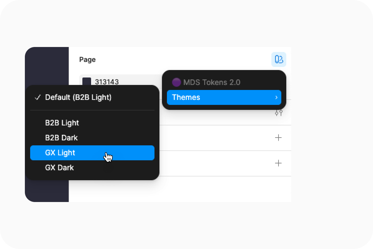 Choose the theme you want to apply, like GX Light or B2B Dark.
