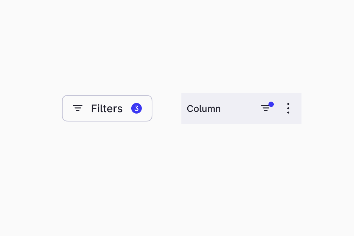 Clear indicate when a filter is active by using badges