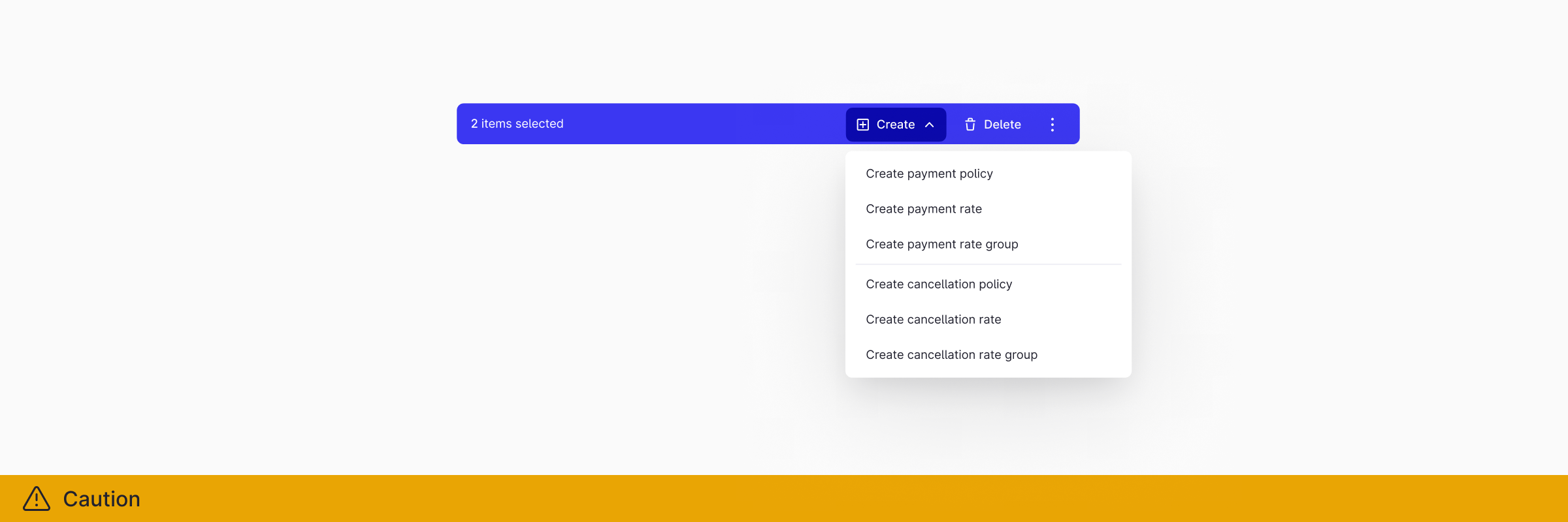 Caution - Less than 5 actions