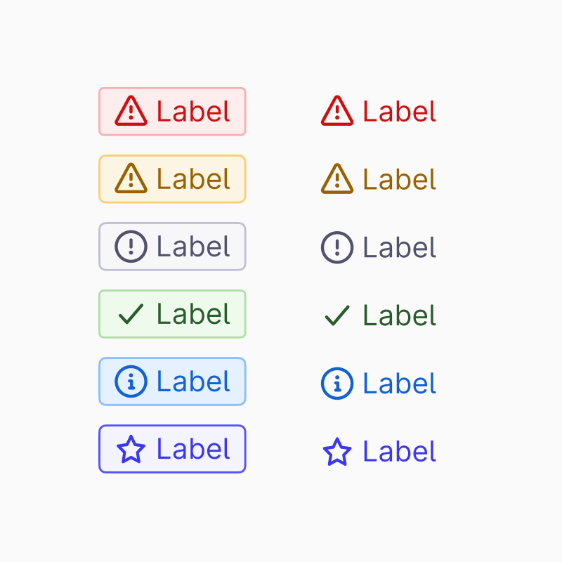 Icon + Label: Clear and flexible, use the background for emphasis.