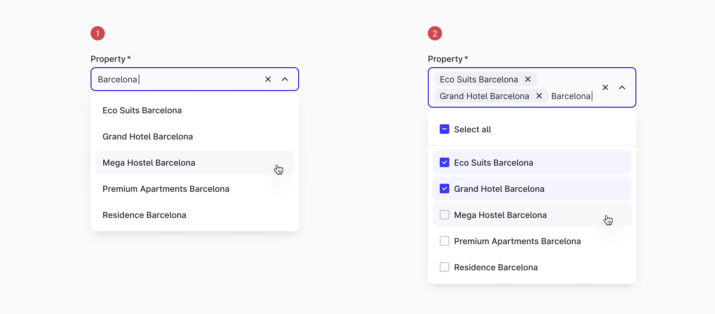 Usage / Variants / Select vs Multiselect