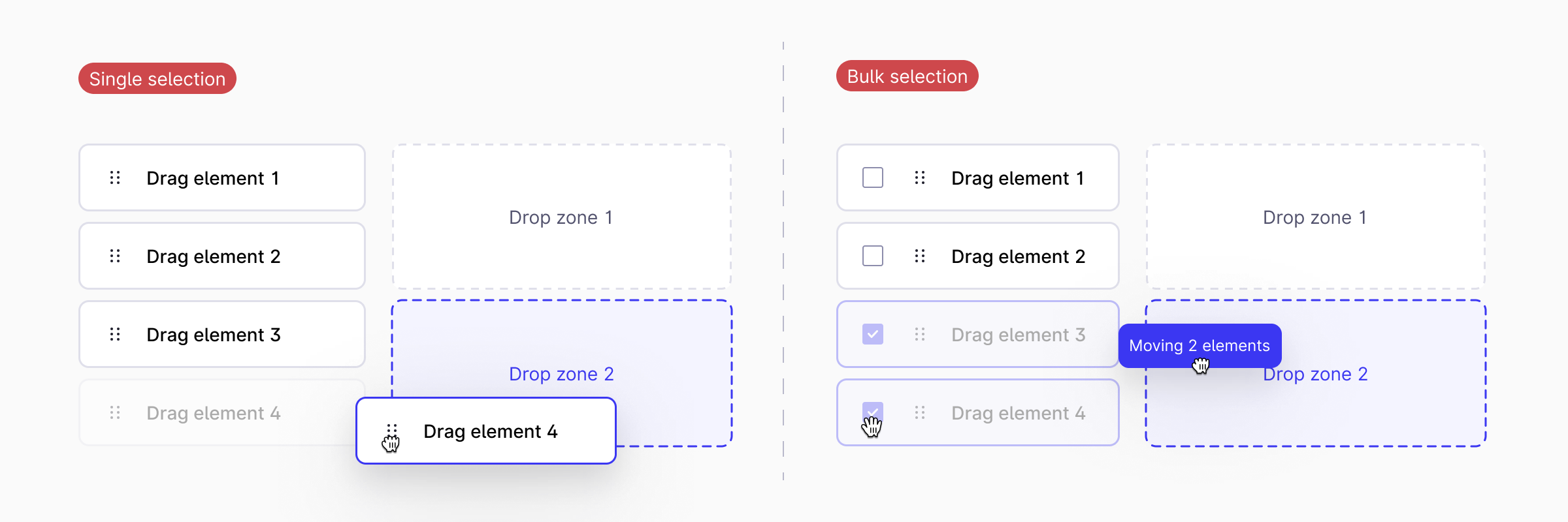 Dragging while adding an item to a new area