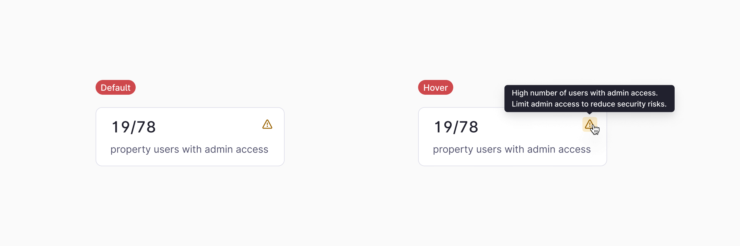A brief explanation of the status appears on hover. No interaction is allowed inside the tooltip.