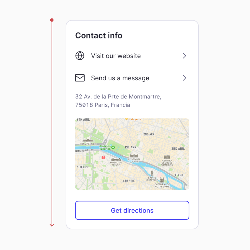 Vertical card layout